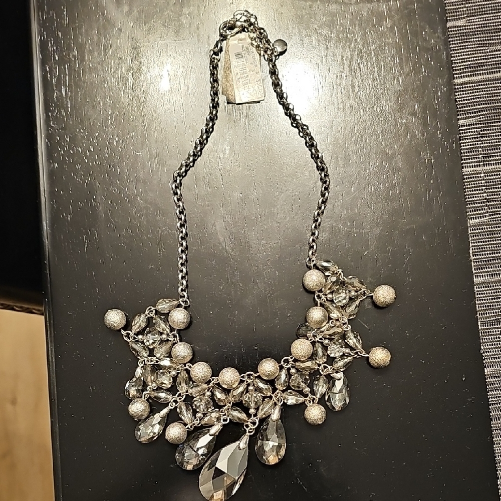 Chic Silver and Crystal Necklace